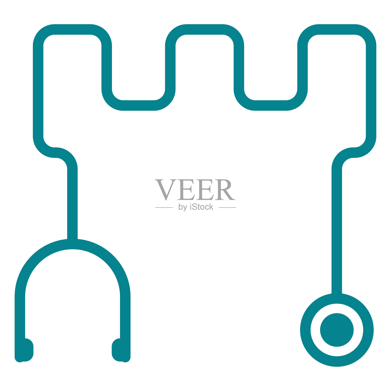医用堡城堡用简单的线条矢量图标设计插画图片素材