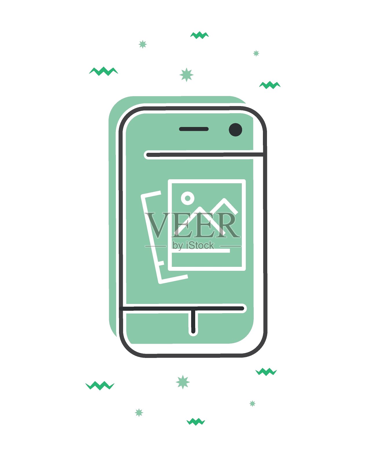 智能手机与照片图标。图片应用程序。矢量插图插画图片素材