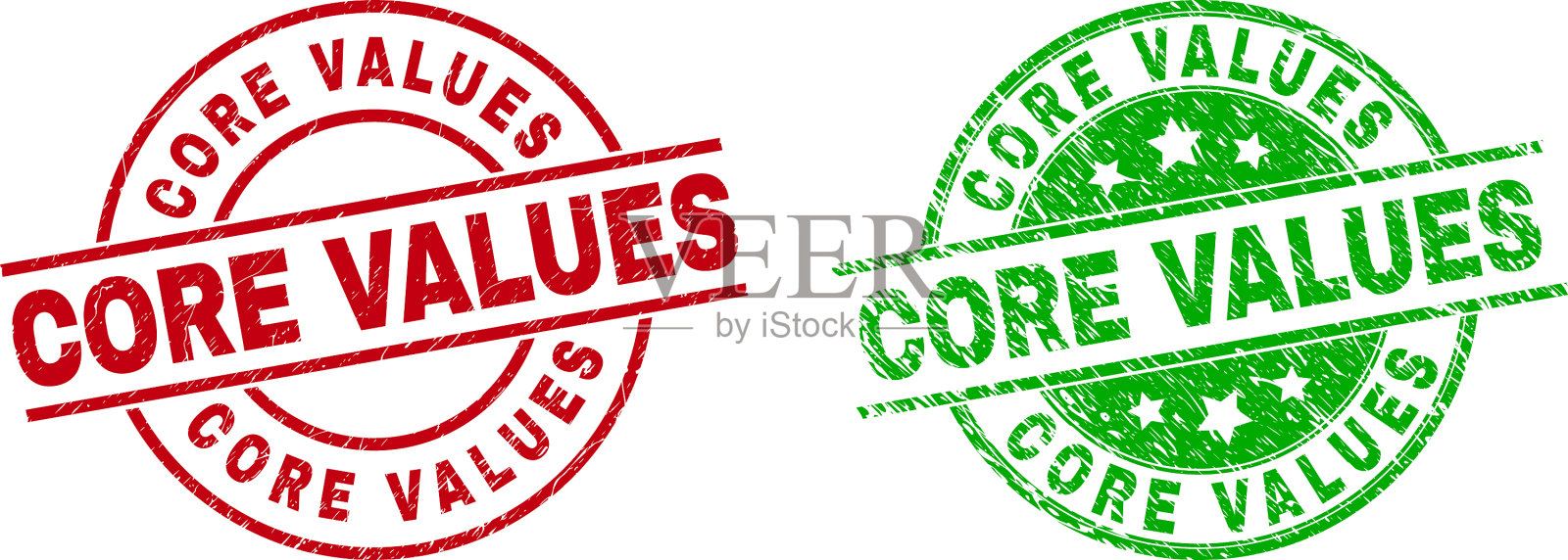 核心值圆形密封与腐蚀纹理插画图片素材