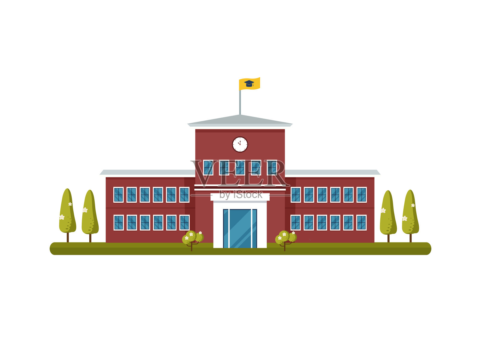 学校建筑外部插画图片素材