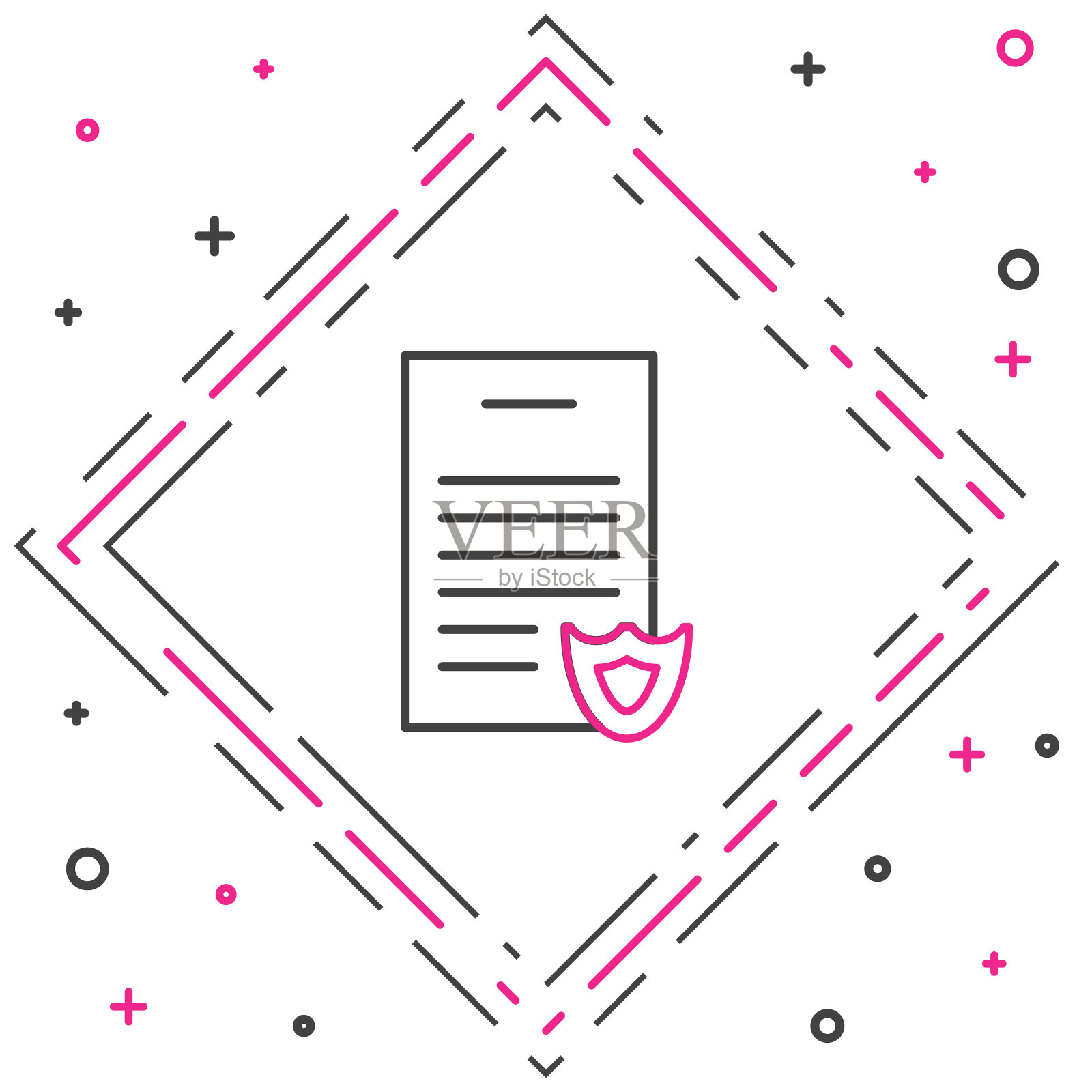 线枪支许可证证书图标孤立在白色背景。武器许可证。色彩斑斓的轮廓的概念。向量插画图片素材