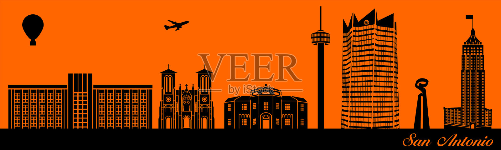 圣安东尼奥得克萨斯州插画图片素材