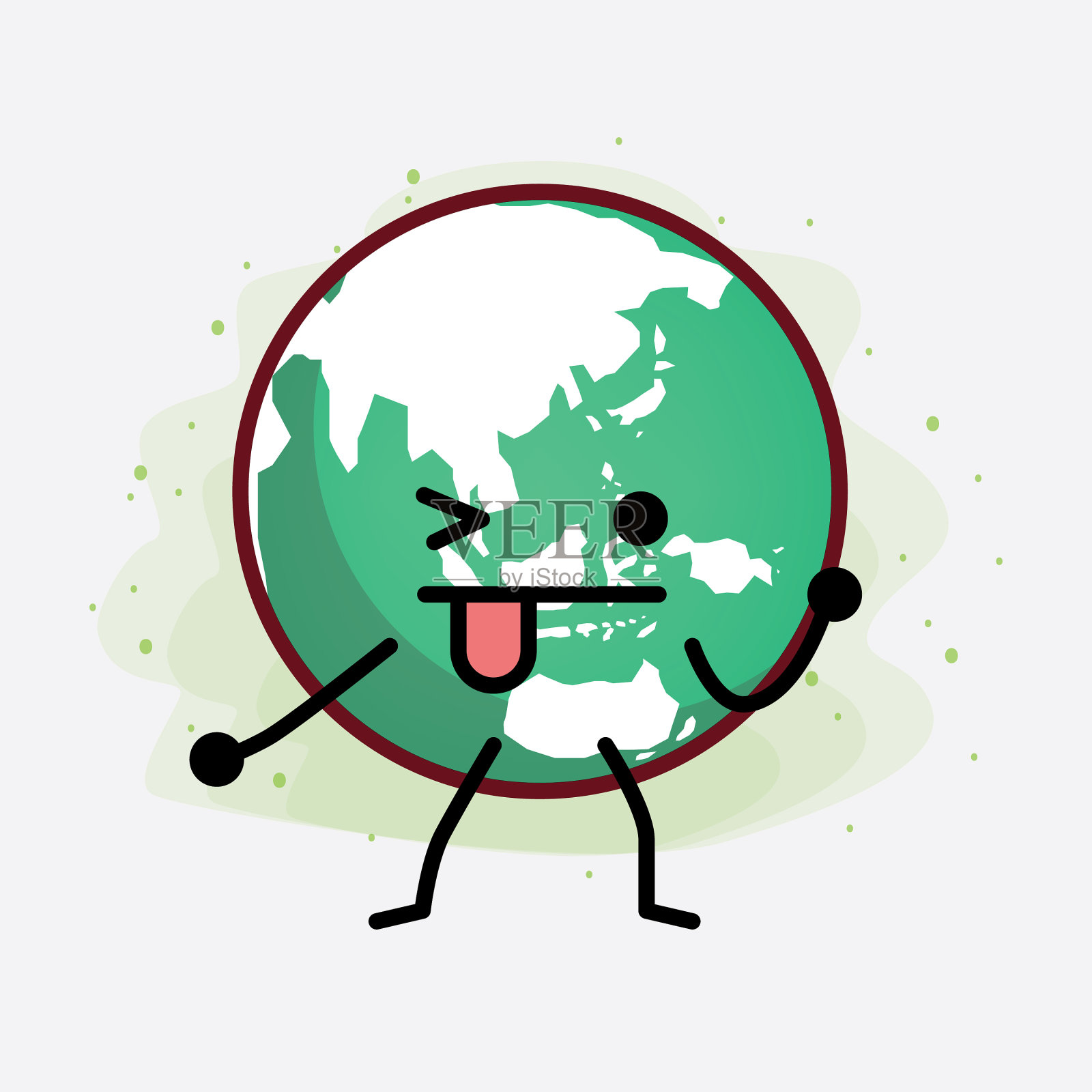 地球地球可爱的人物与简单的脸手插画图片素材