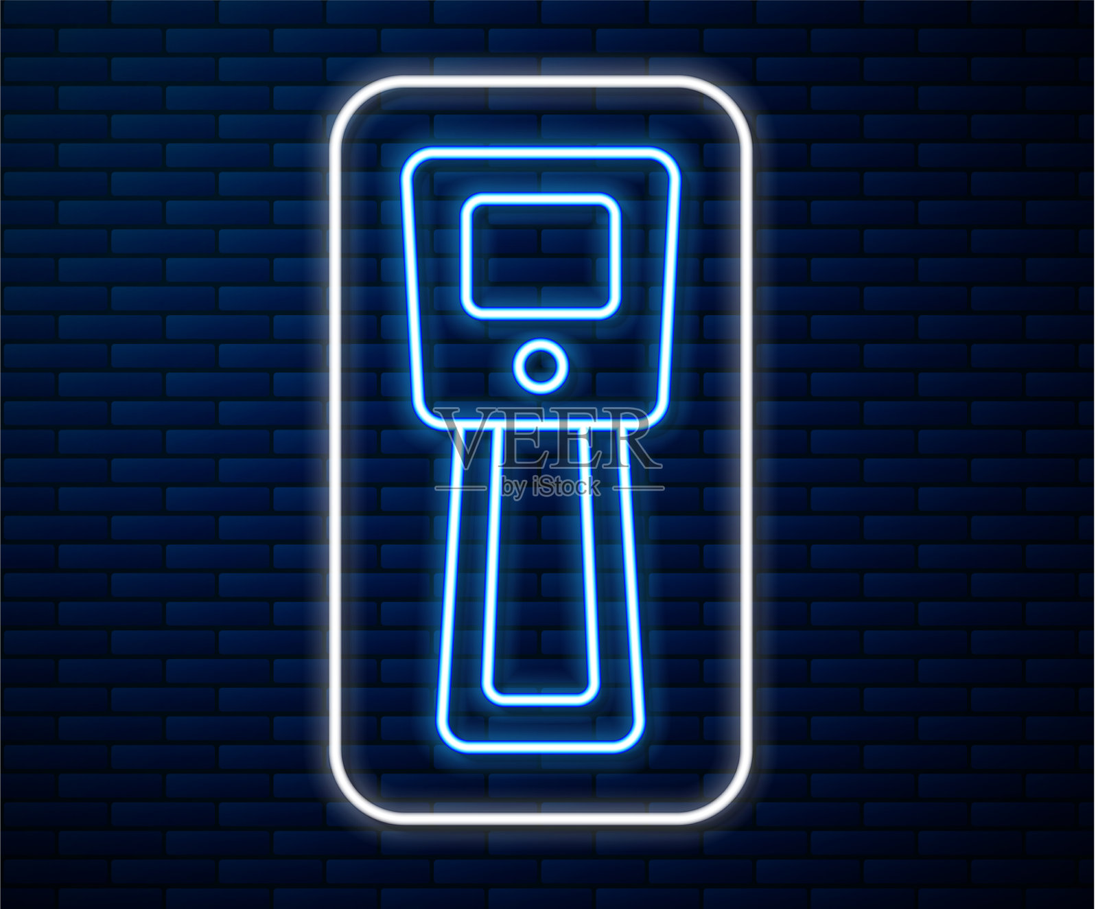 发光氖气线数字无触点温度计插画图片素材