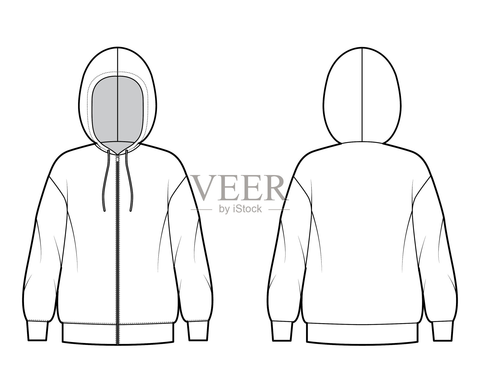拉链连帽衫运动衫技术时尚插画图片素材