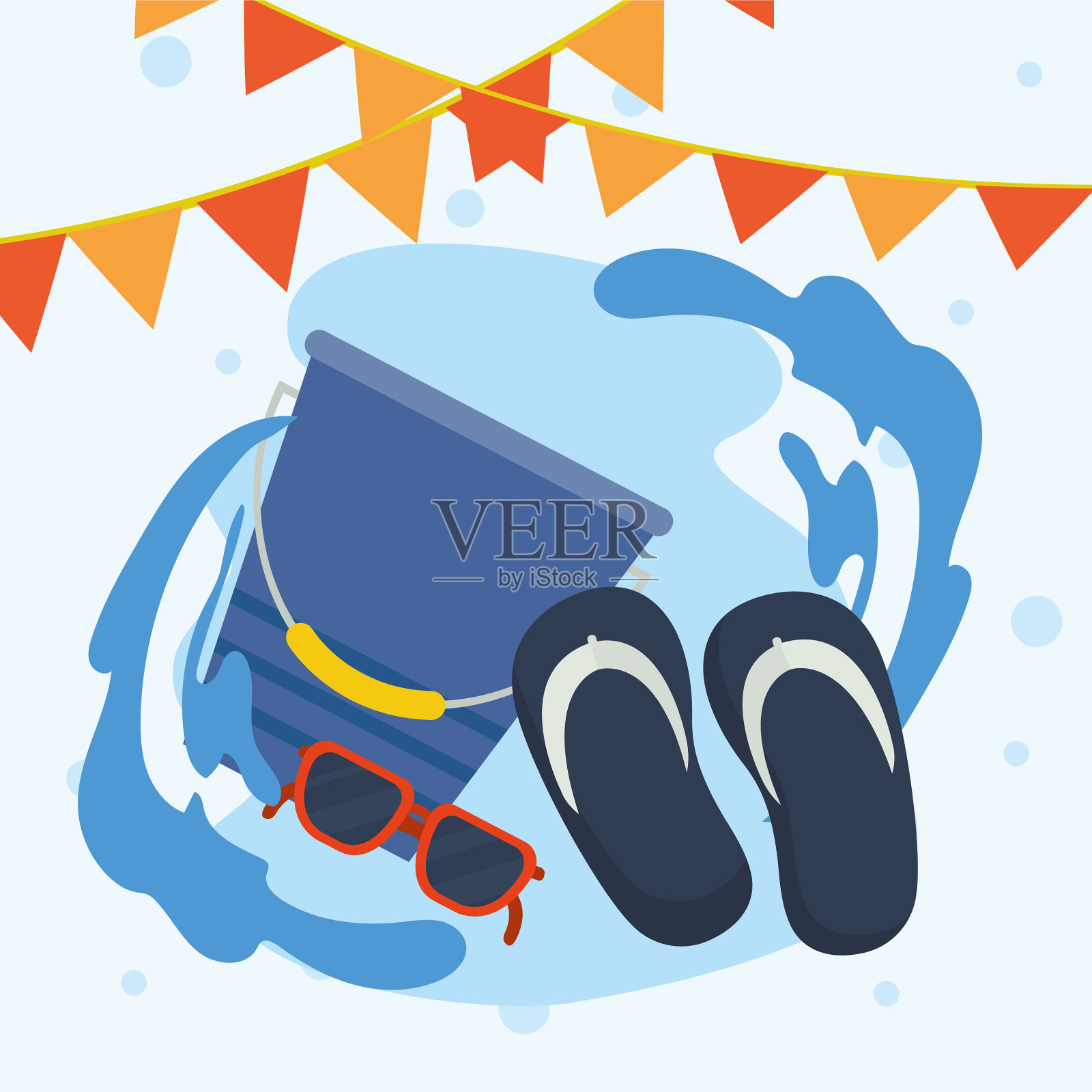 泼水节图标组插画图片素材