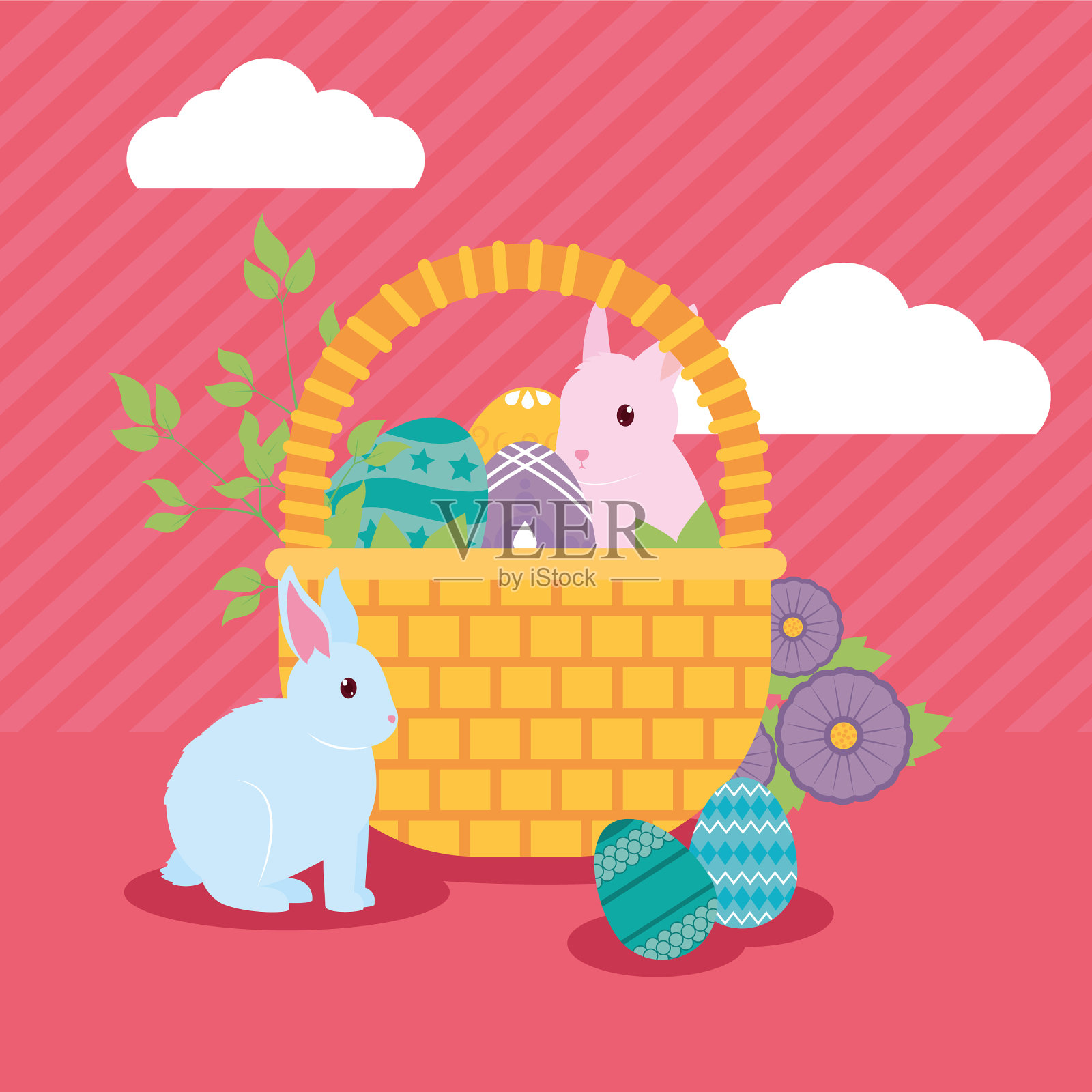 快乐的复活节兔子插画图片素材