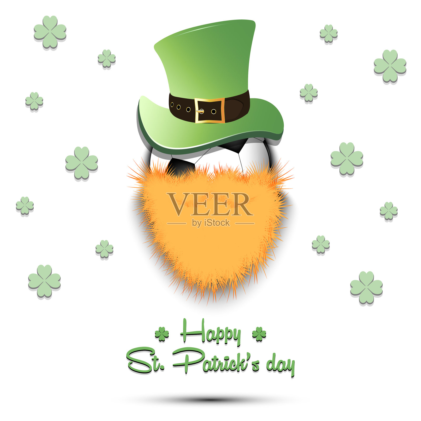 圣帕特里克节和足球快乐插画图片素材