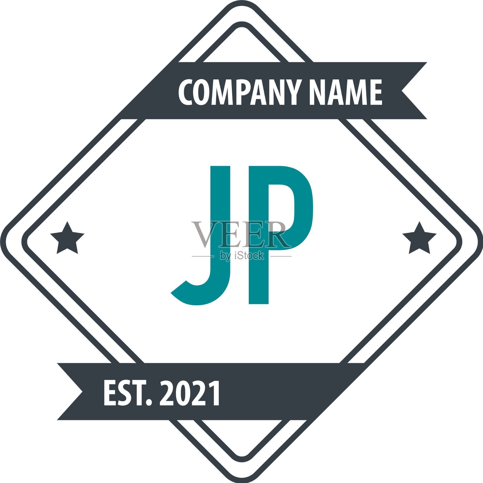 首字母jp矩形设计标志概念插画图片素材