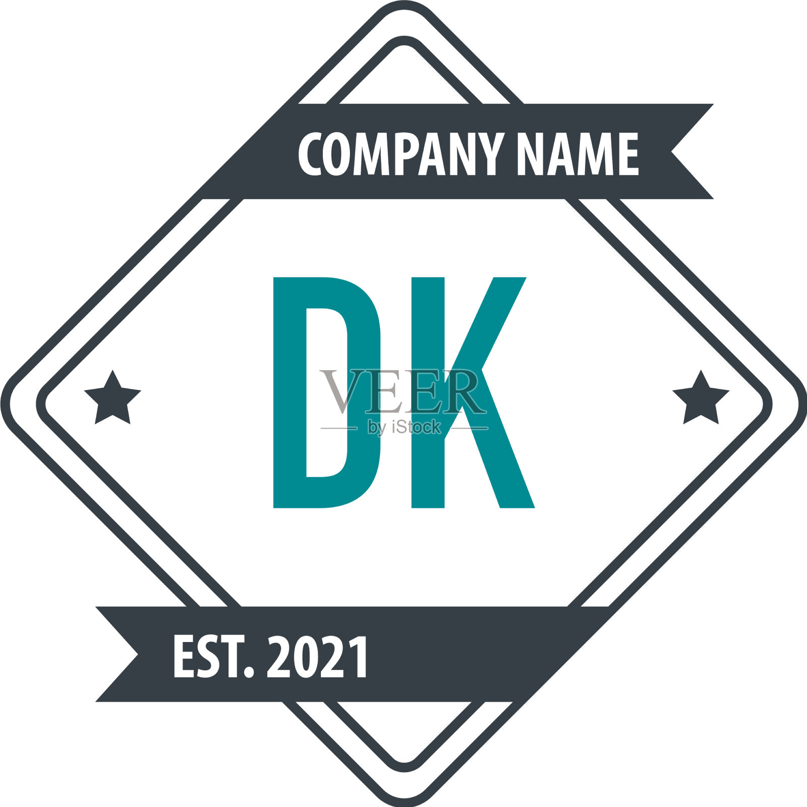 初始字母dk设计为矩形标志概念插画图片素材