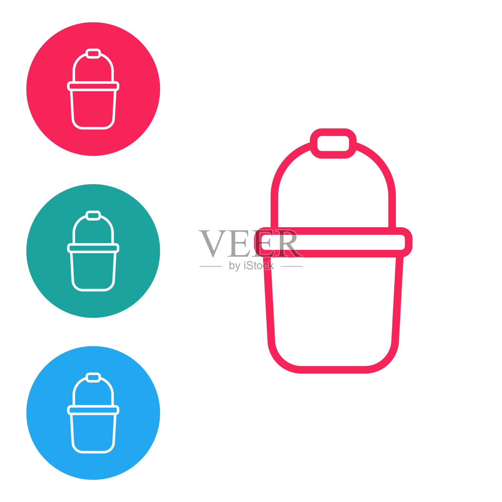 红色线蒸桑拿桶图标孤立在白色图标素材