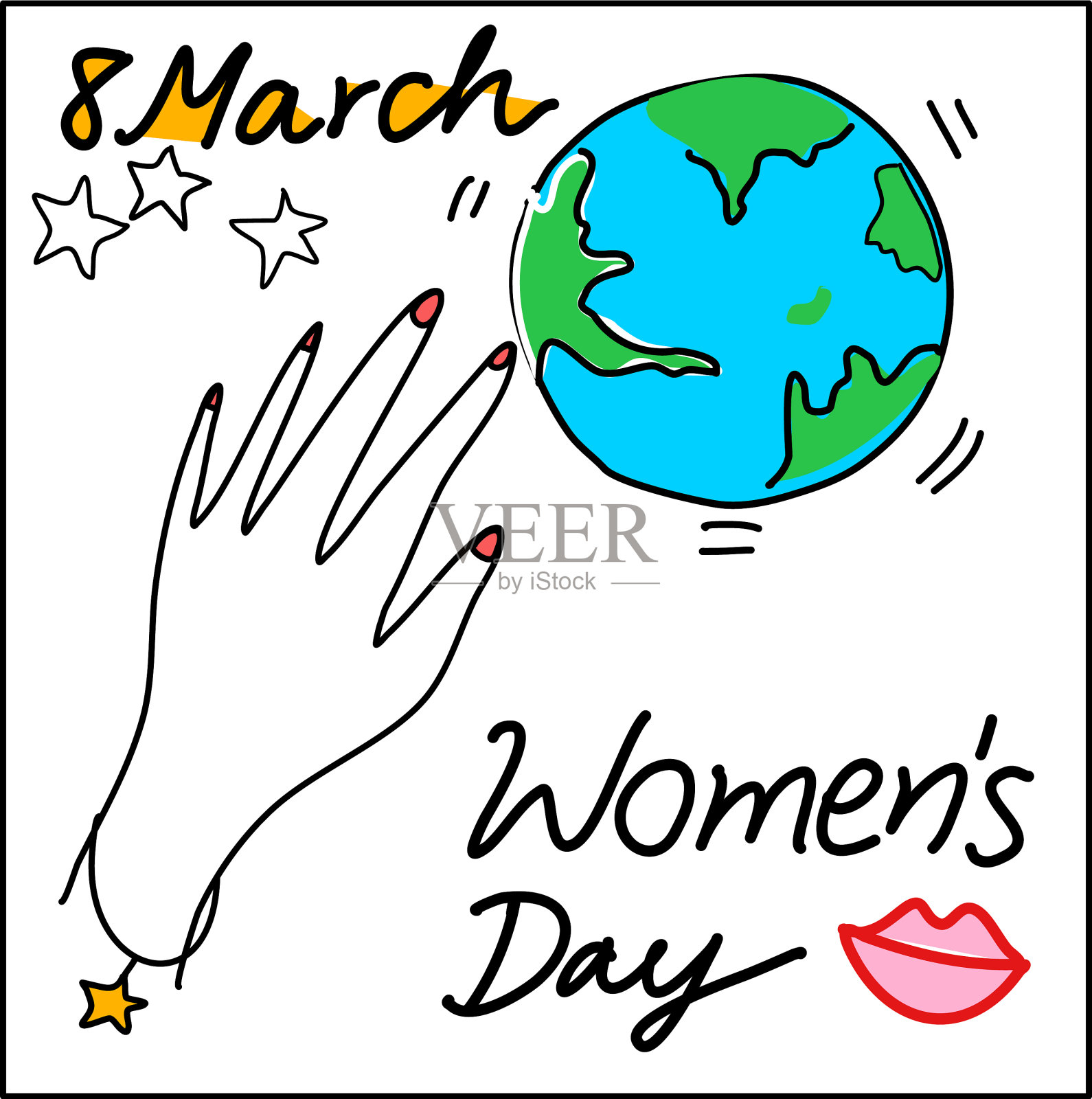 妇女节快乐卡片没有画漫画插画图片素材