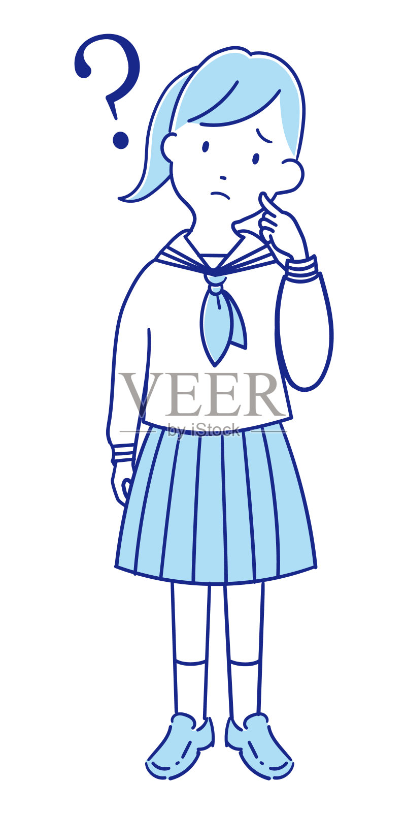 穿着水手服的高中女生插画图片素材