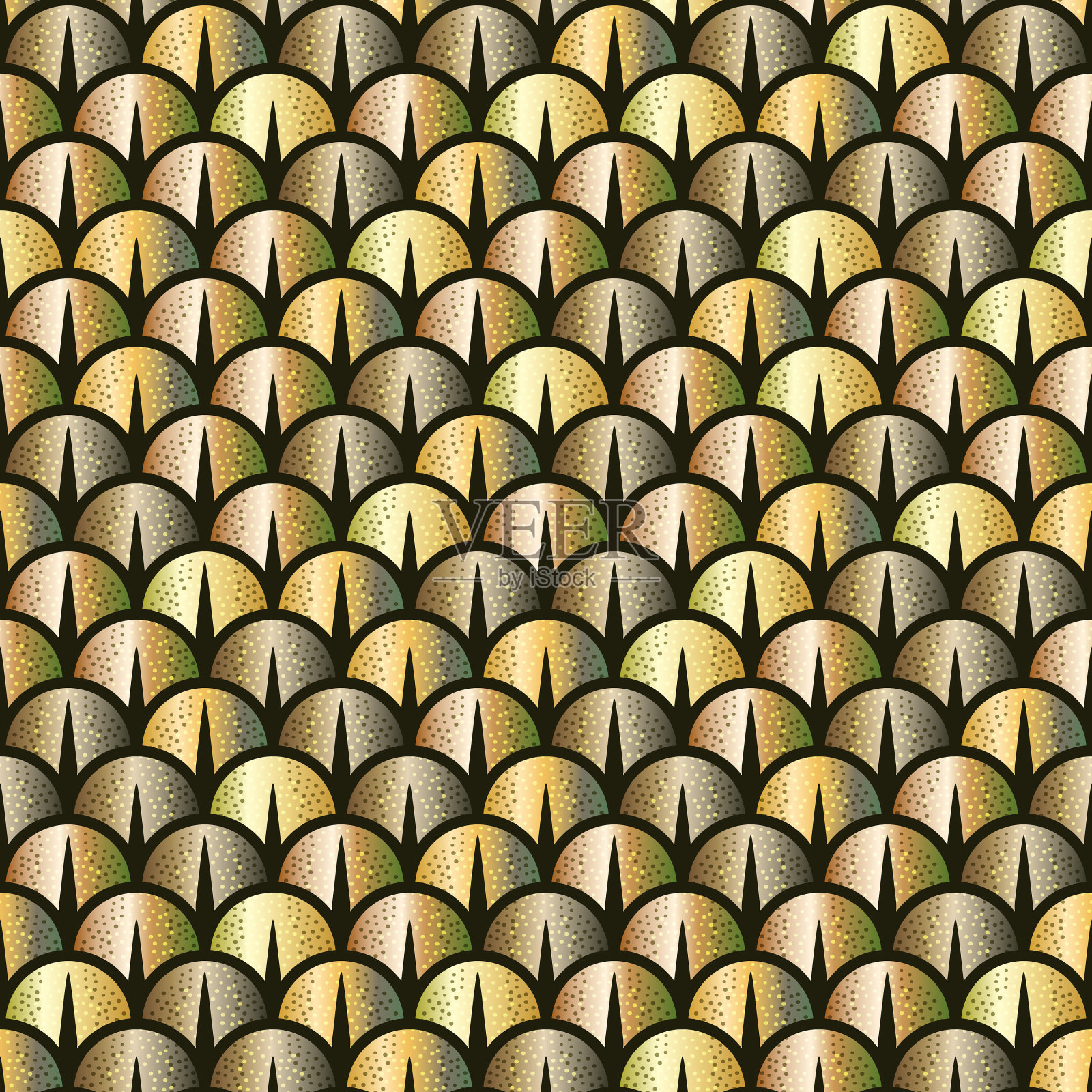 金蛇或鱼鳞无缝图案插画图片素材