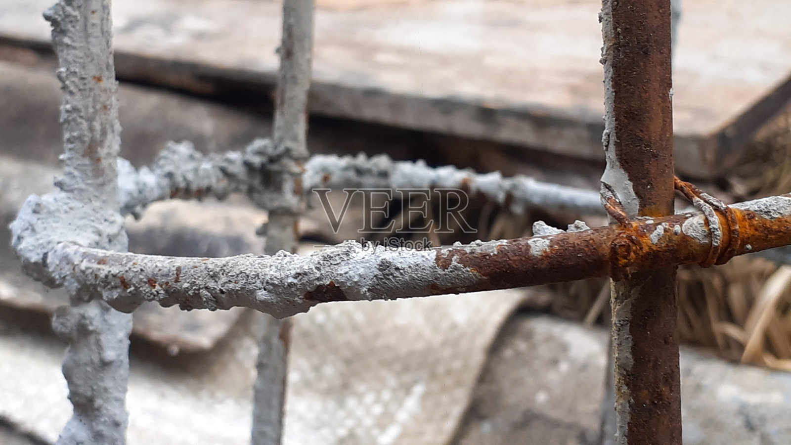 房屋地基的铁框架照片摄影图片