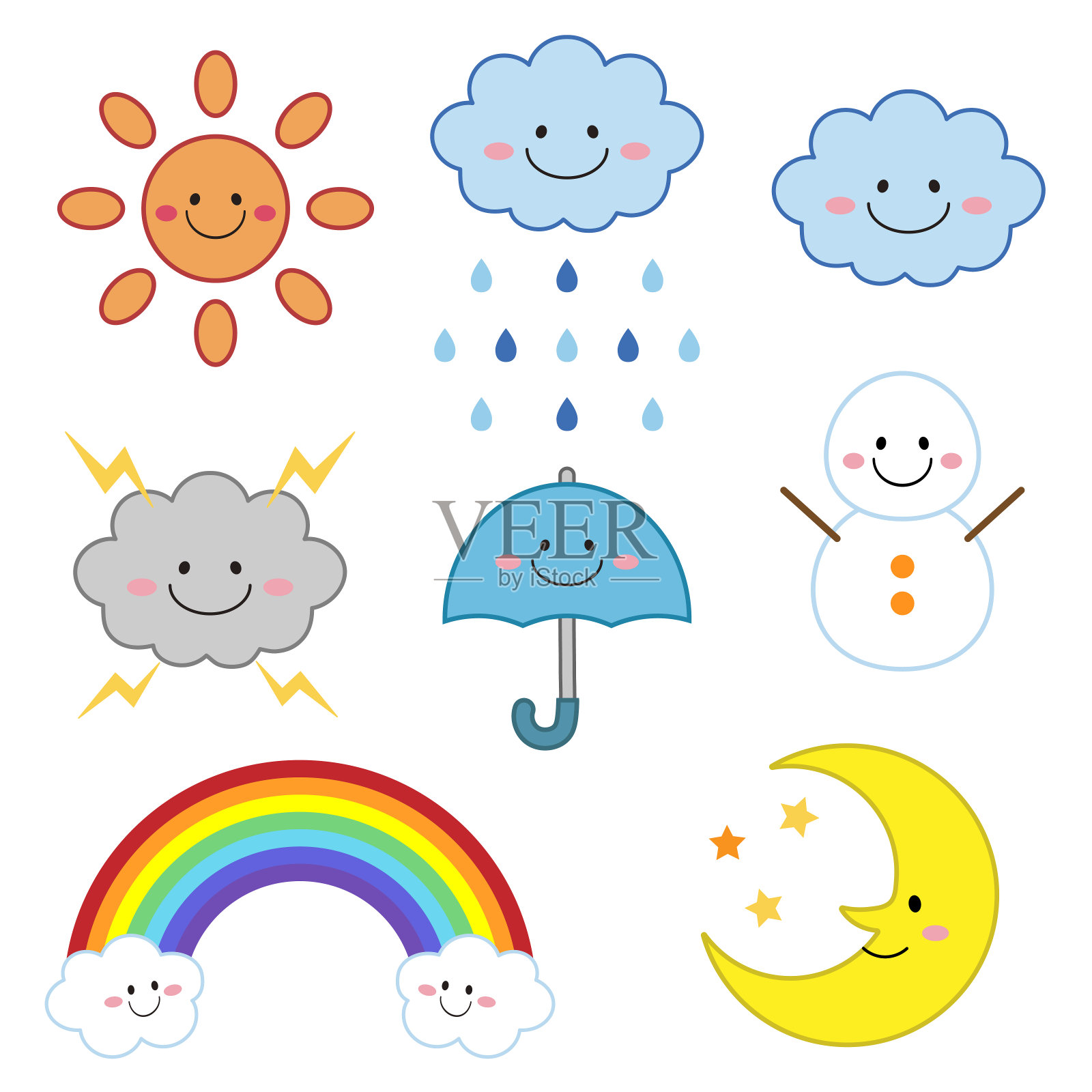 各种天气图标设置插图插画图片素材