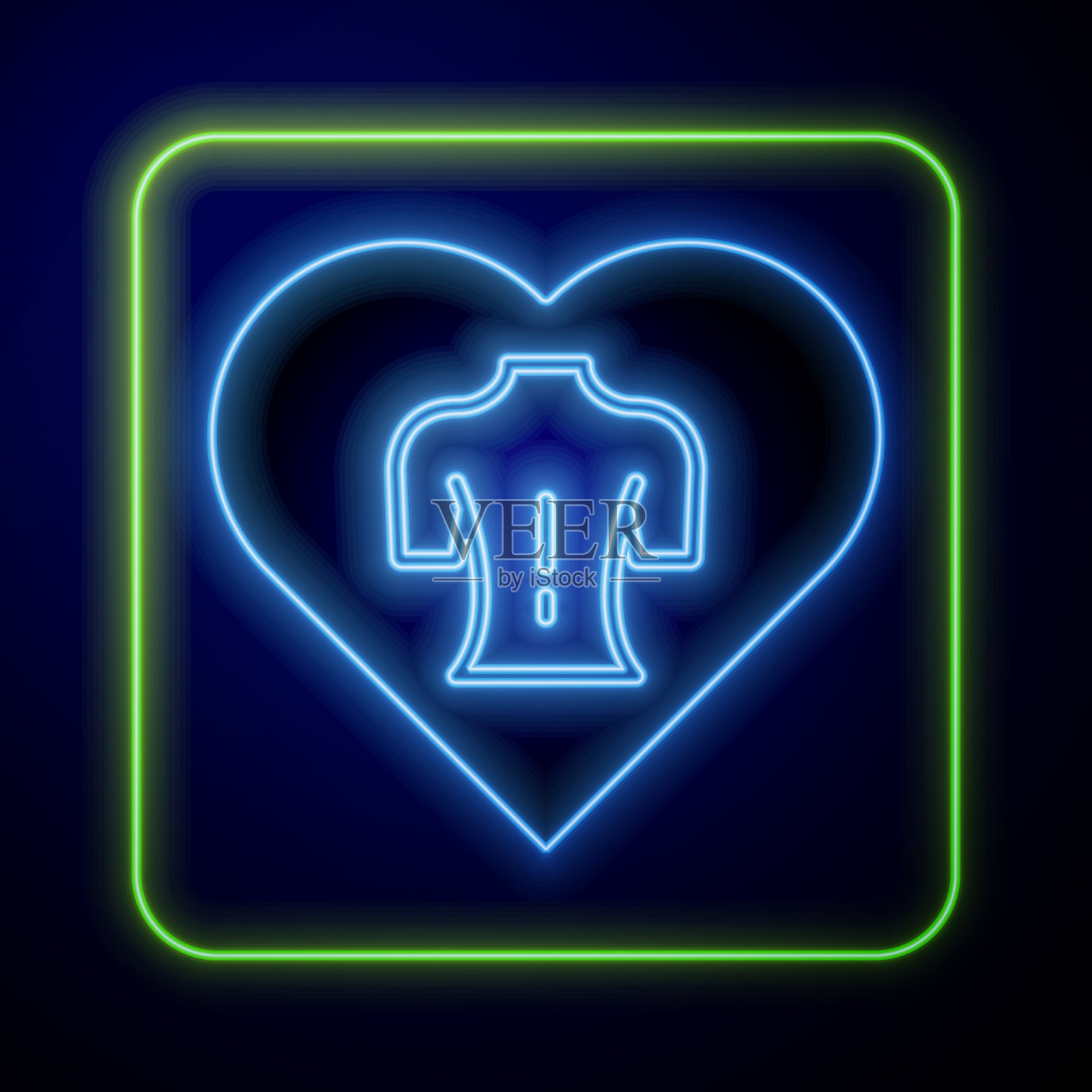 发光的霓虹灯按摩图标孤立在蓝色插画图片素材