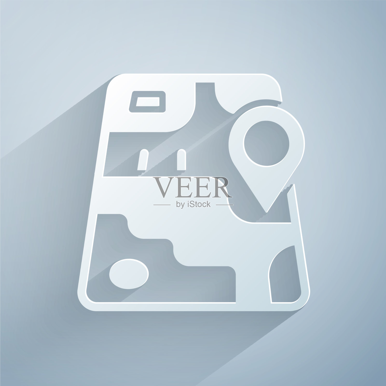 剪纸信息图形城市地图导航图标插画图片素材