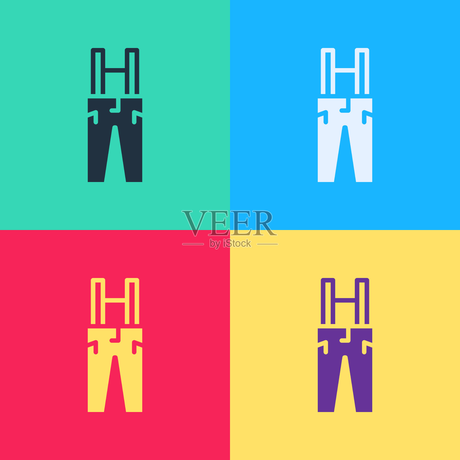 波普艺术裤与吊带图标孤立插画图片素材