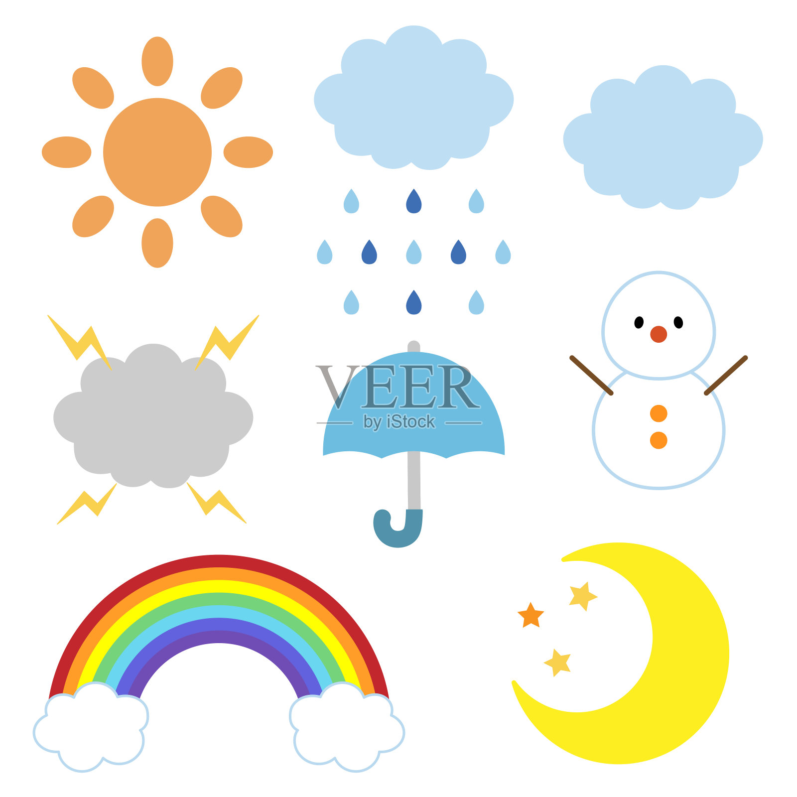 各种天气图标设置说明插画图片素材