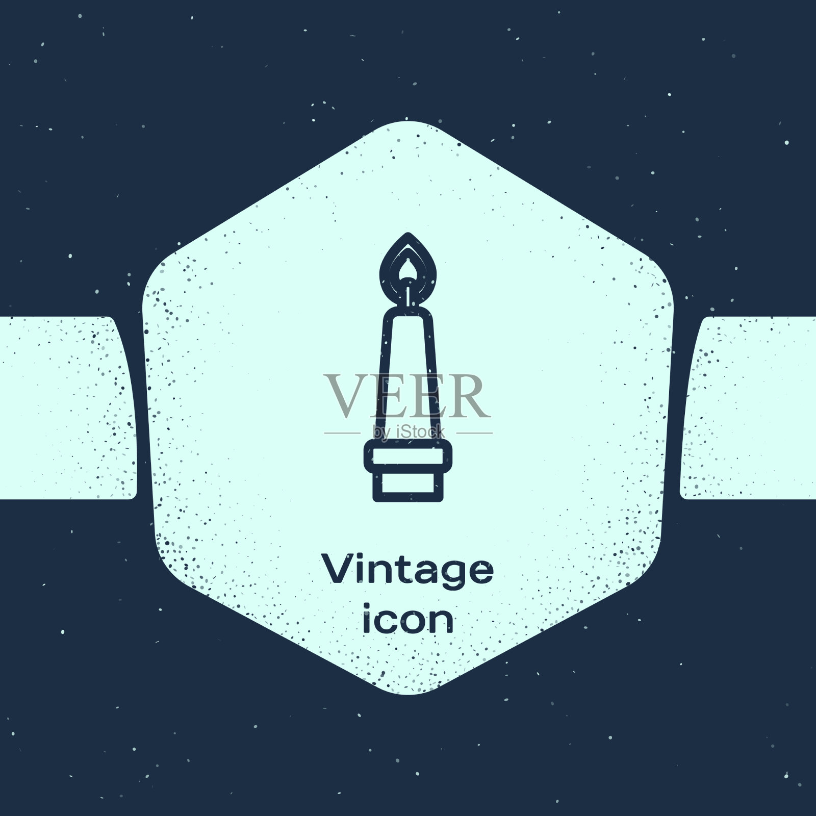 Grunge线燃烧蜡烛在烛台图标图标素材