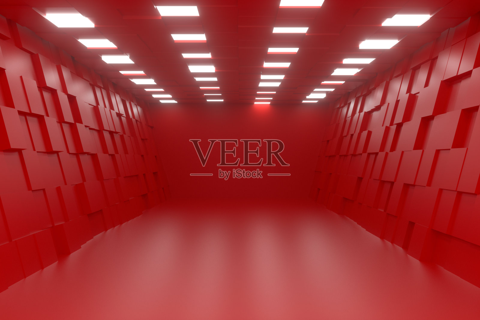 3D空房间，隧道与灯光照片摄影图片