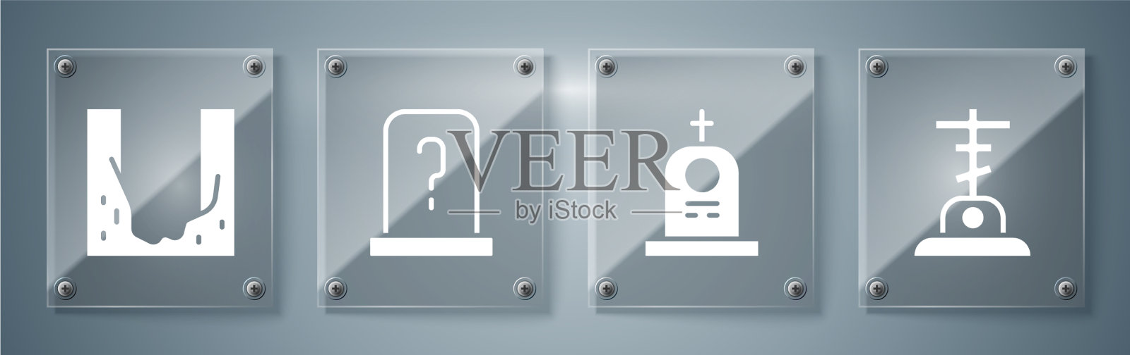 立十字坟，立墓碑坟图标素材