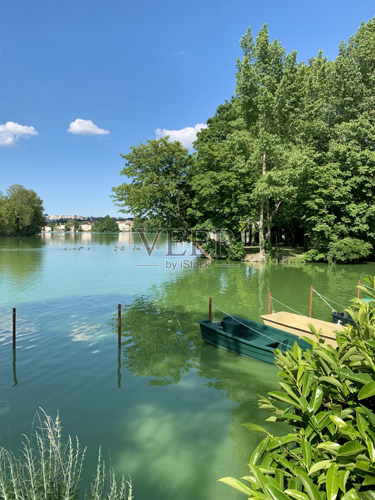 宁静的湖边。照片摄影图片