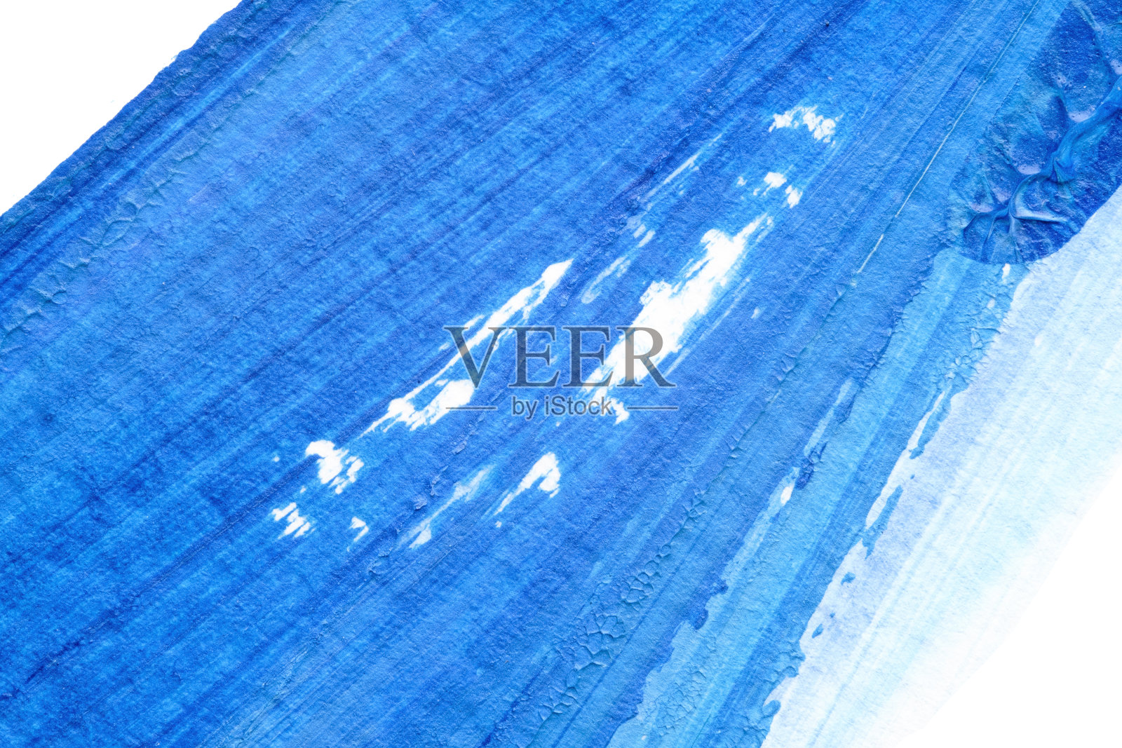 采用罗夏墨迹法在白纸背景上绘制蓝色抽象丙烯画色彩纹理照片摄影图片