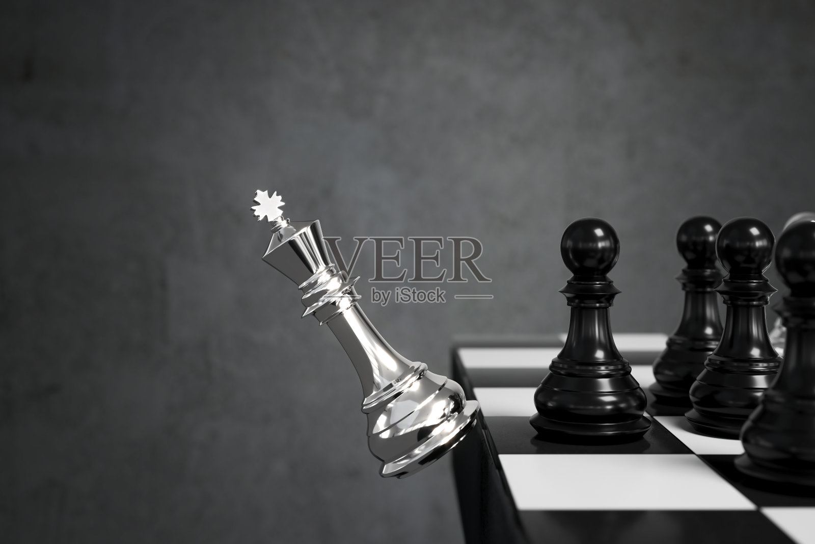 下国际象棋时白王打败了黑卒照片摄影图片