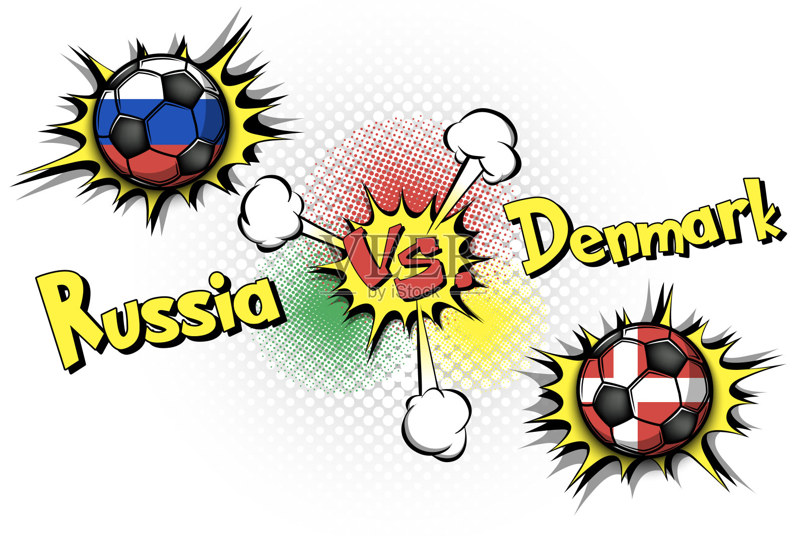 足球比赛比利时对俄罗斯插画图片素材
