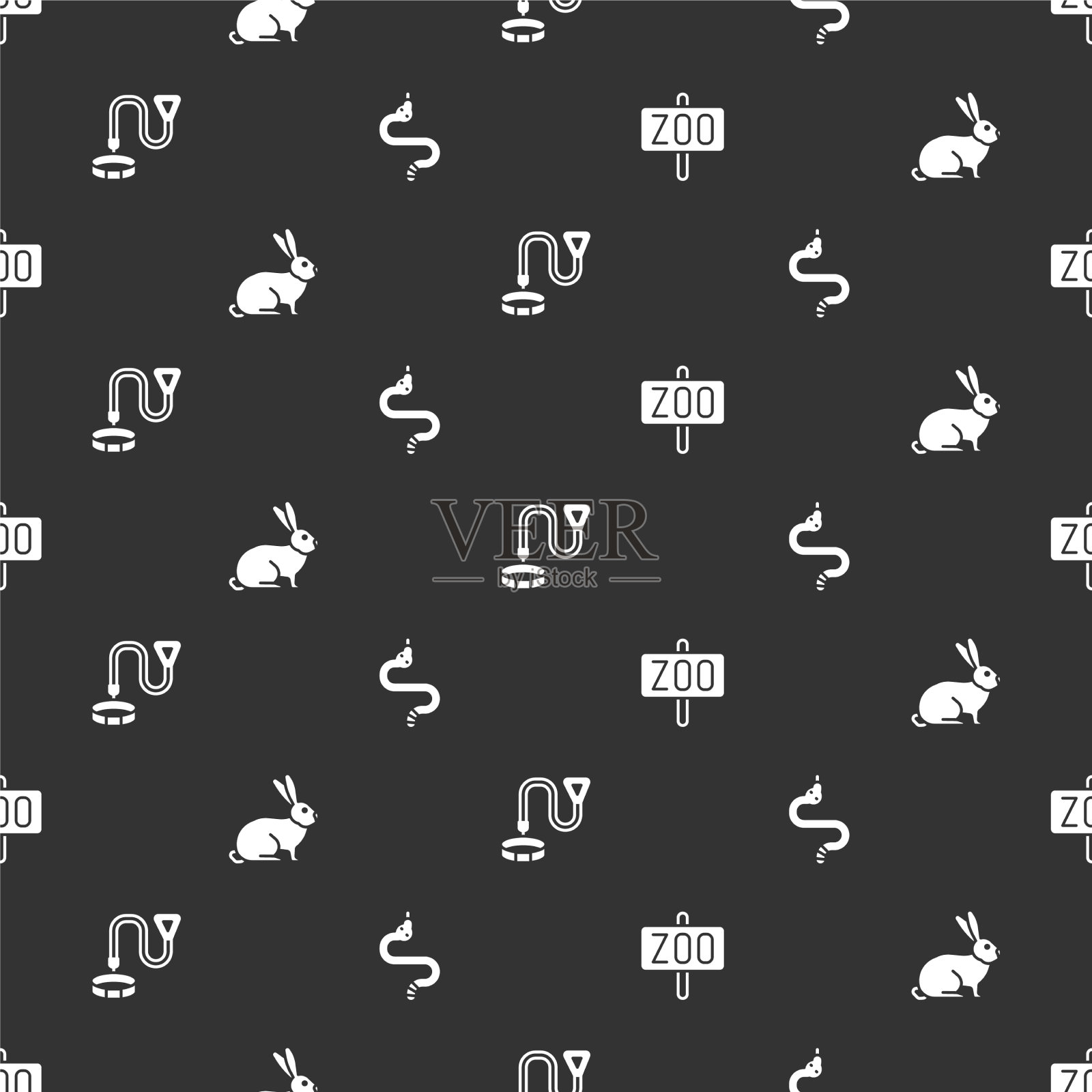 设置动物园的兔子项圈与姓名标签和图标素材