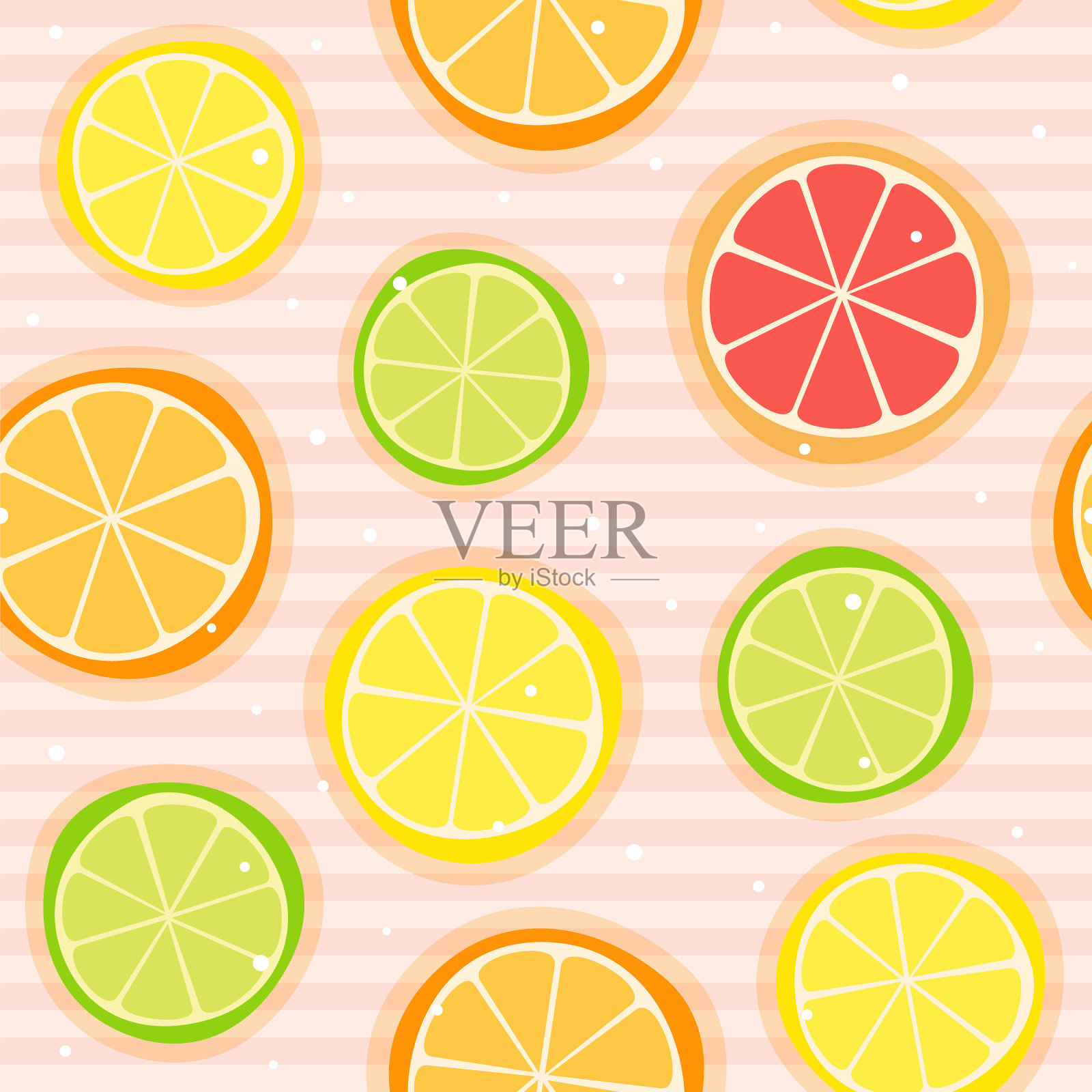 从柑橘片无缝夏季模式。清爽多汁的背景插画图片素材