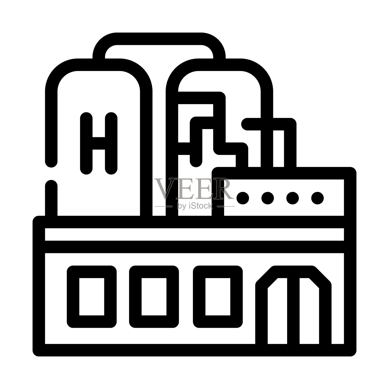 工厂生产氢气线图标矢量插图插画图片素材