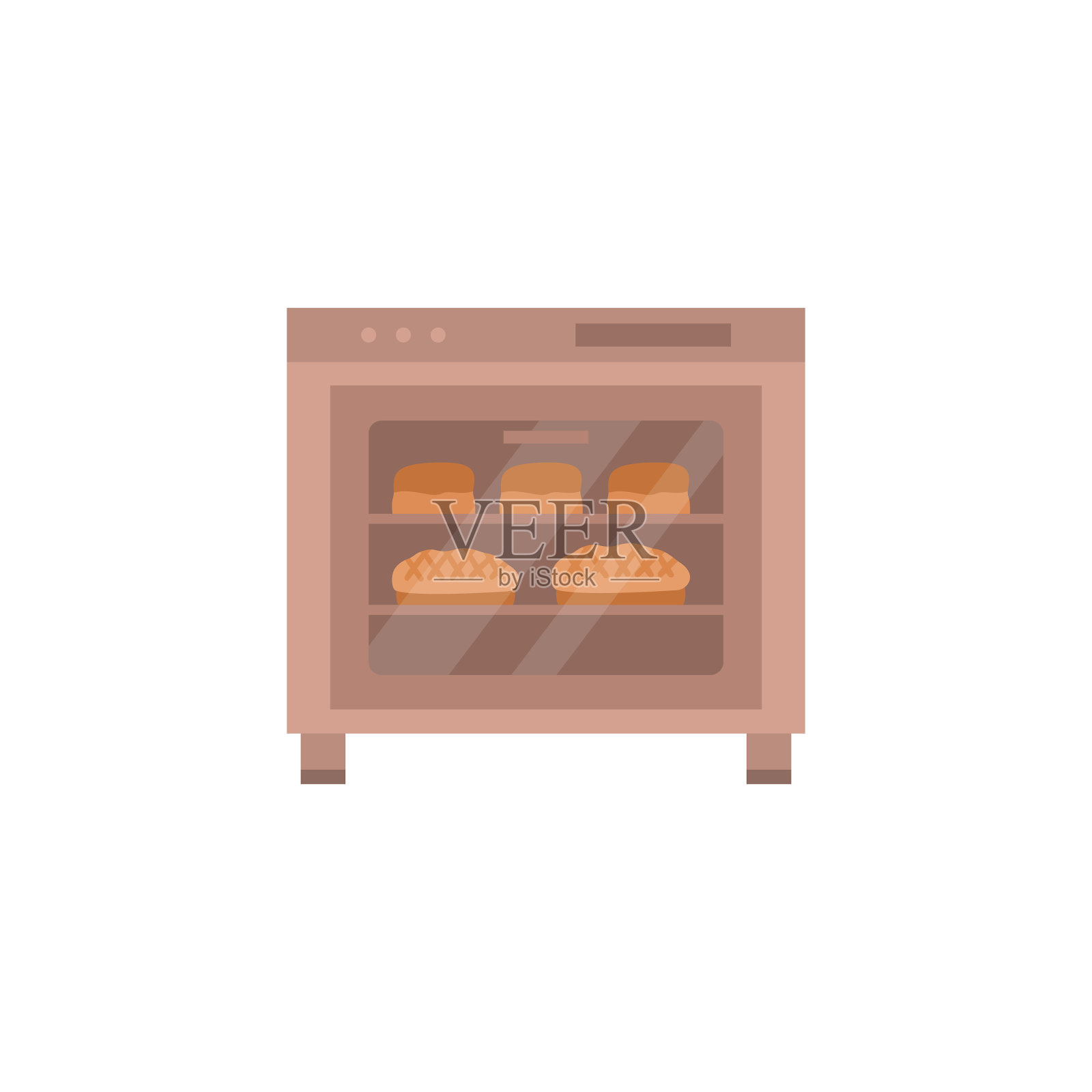 在烤箱中烘烤新鲜的面包和面包卡通设计元素图片