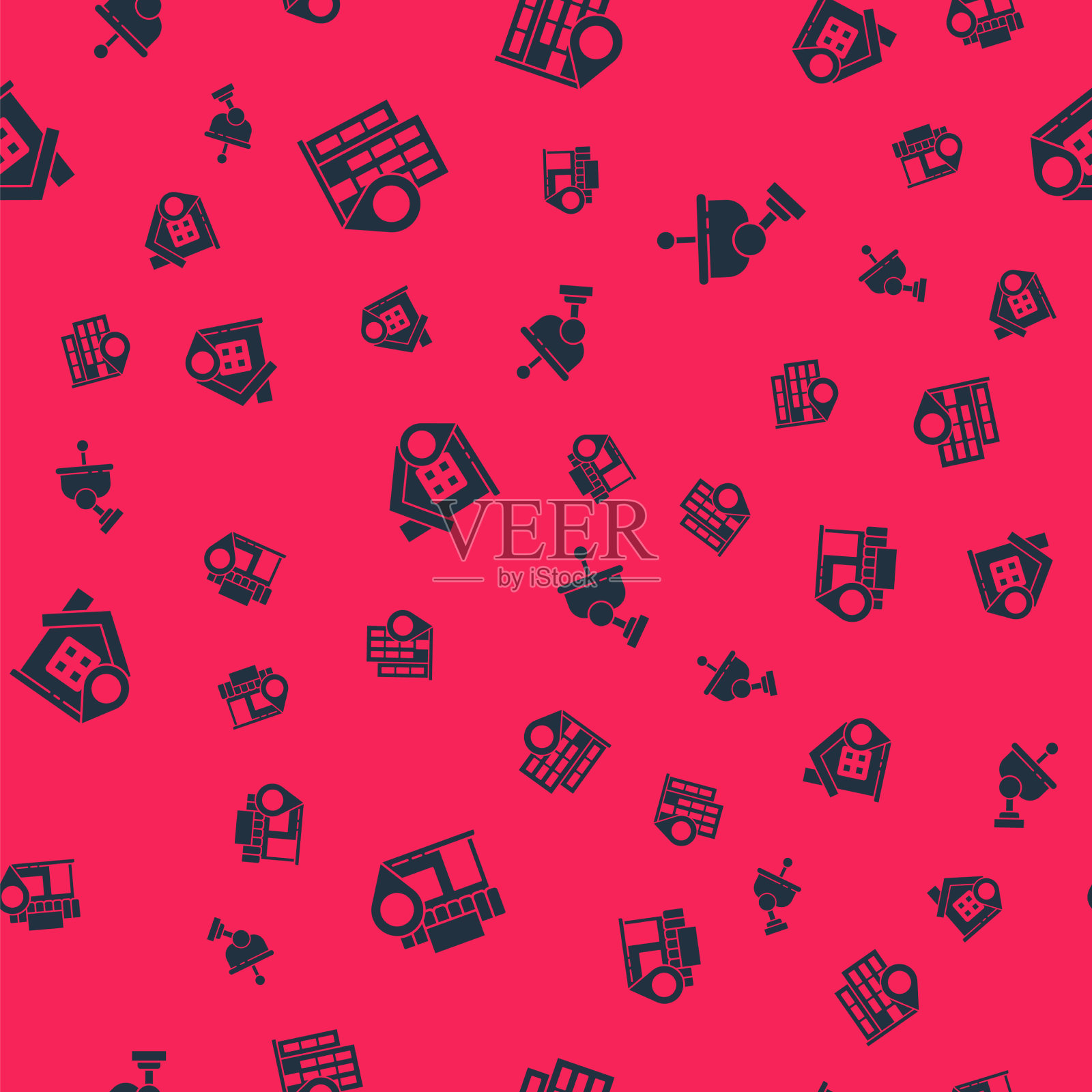 带仓库和雷达设置位置图标素材