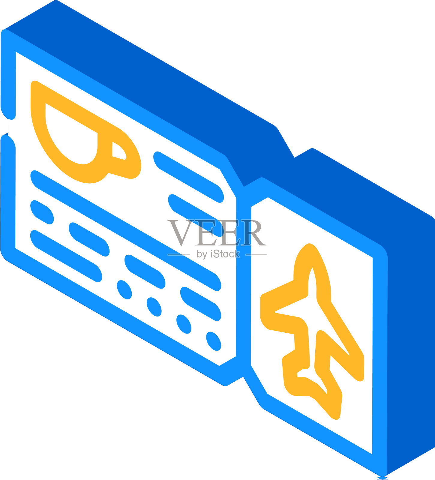 票与饮料等距图标设计元素图片