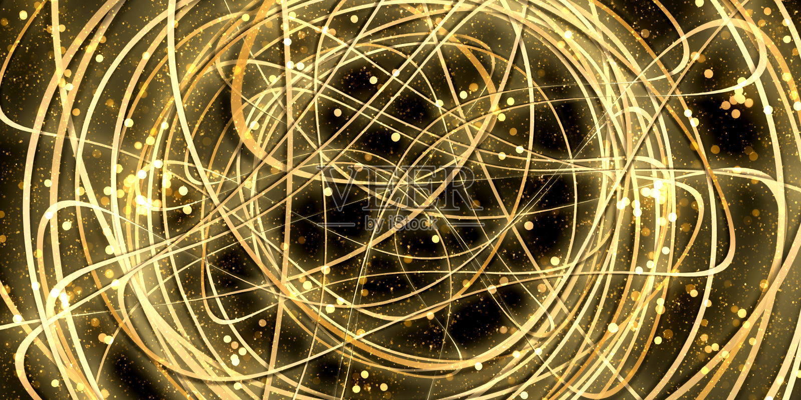 扭曲的曲线背景抽象金色光散焦闪烁3d插图照片摄影图片