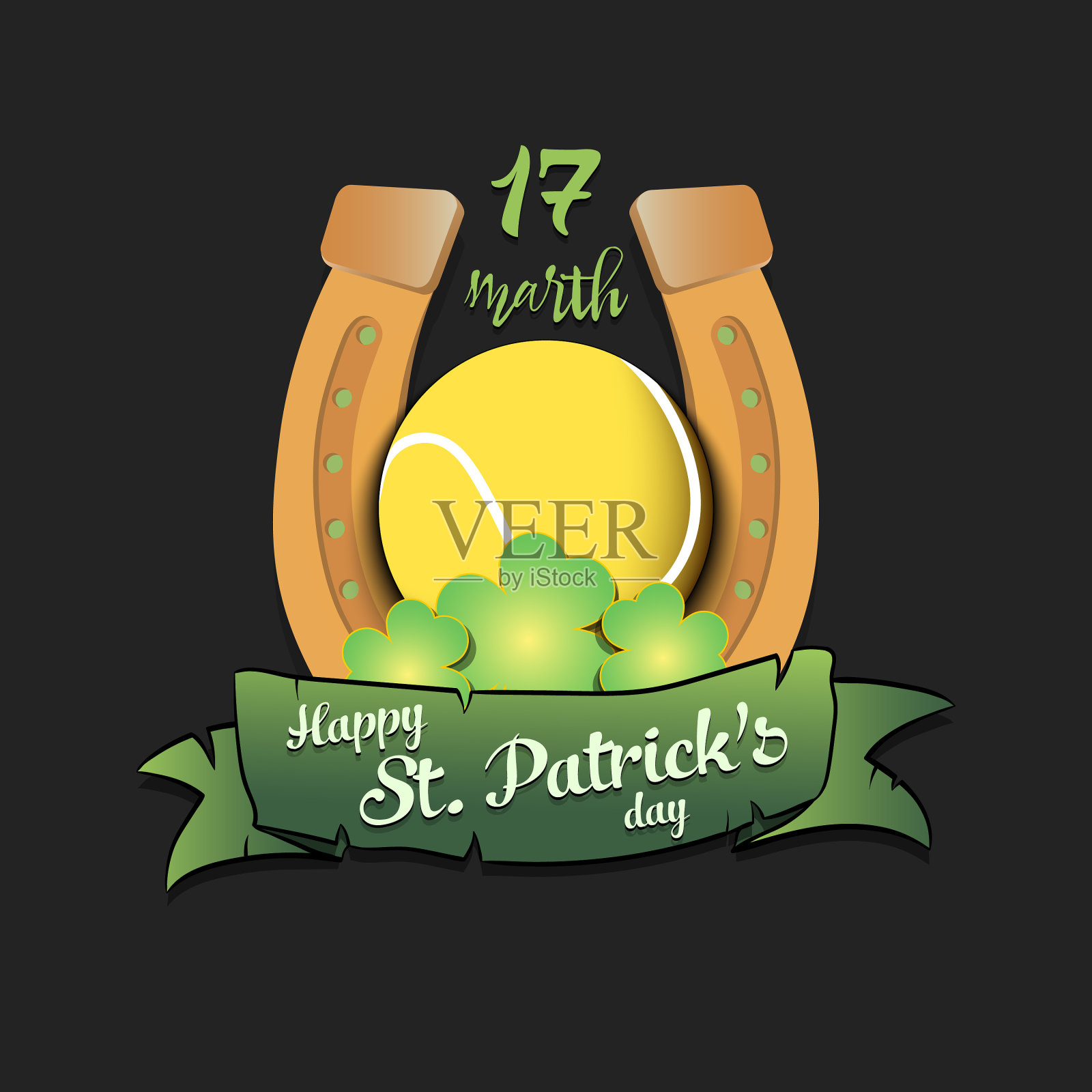 圣帕特里克节和网球快乐插画图片素材