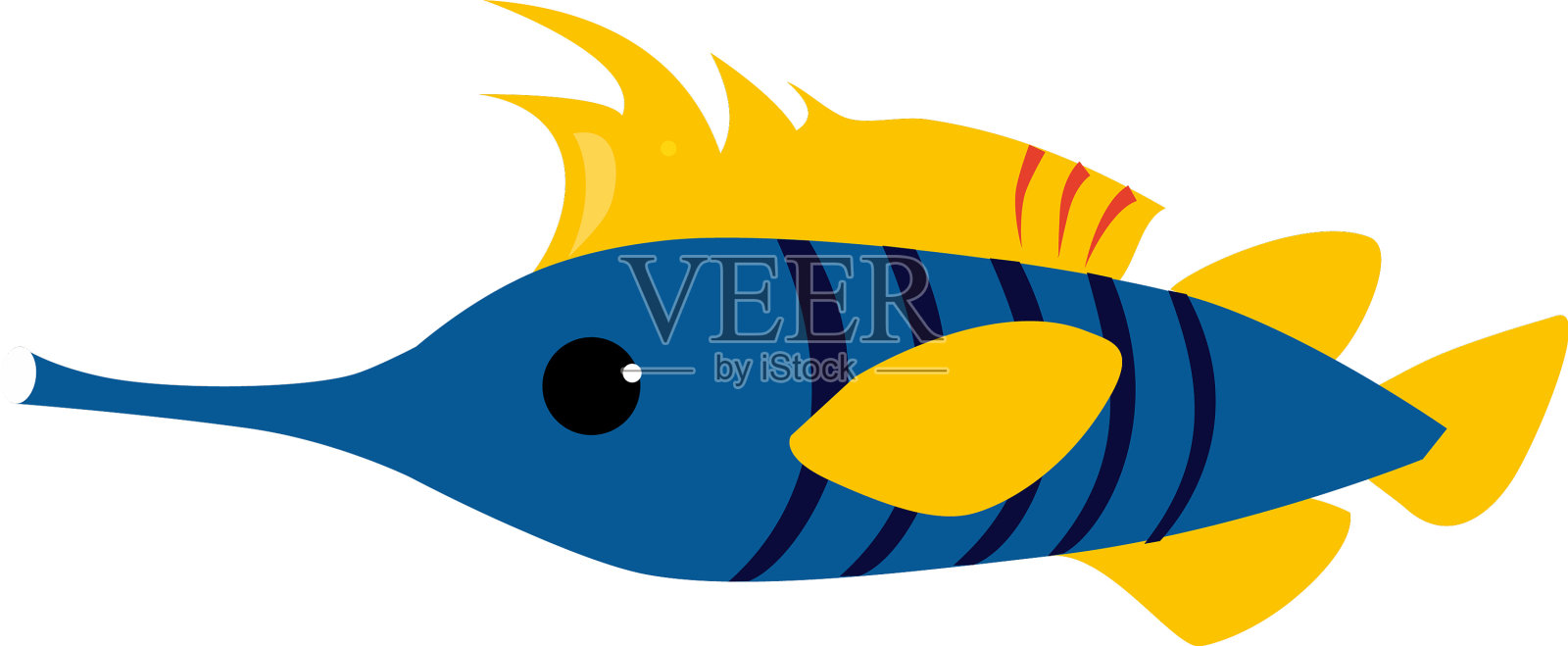 像海洋动物一样漂浮在水下的条纹鱼设计元素图片