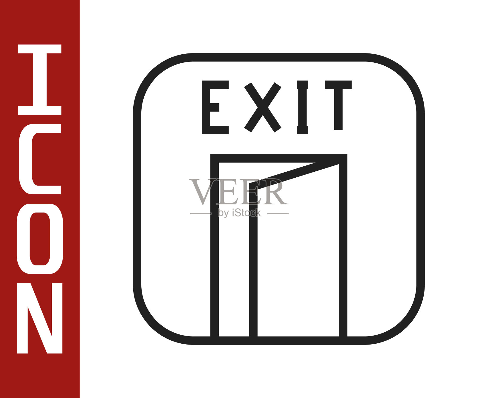 黑线消防出口图标隔离在白色背景上。火灾紧急图标。向量图标素材