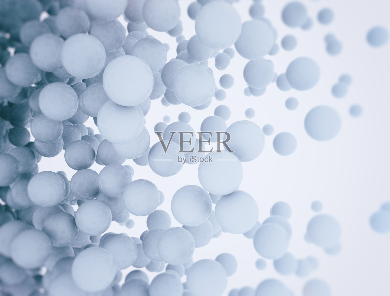 抽象的漂浮在白色背景上的蓝色球体照片摄影图片