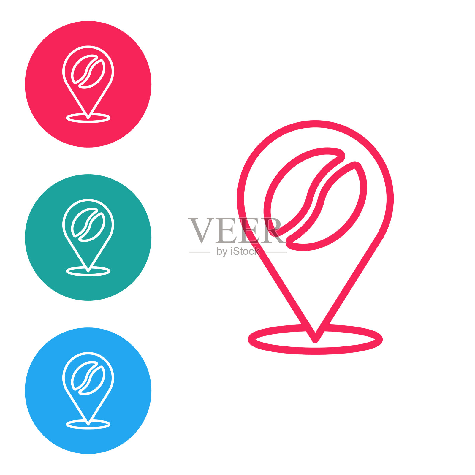 红线位置与咖啡豆图标隔离图标素材