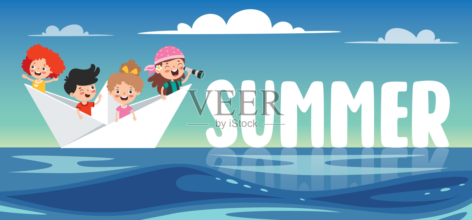 缤纷扁平夏日横幅插画图片素材