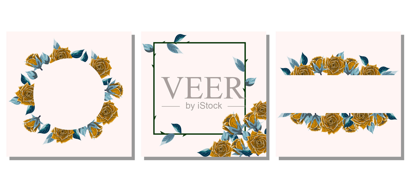 金色玫瑰模板收藏插画图片素材