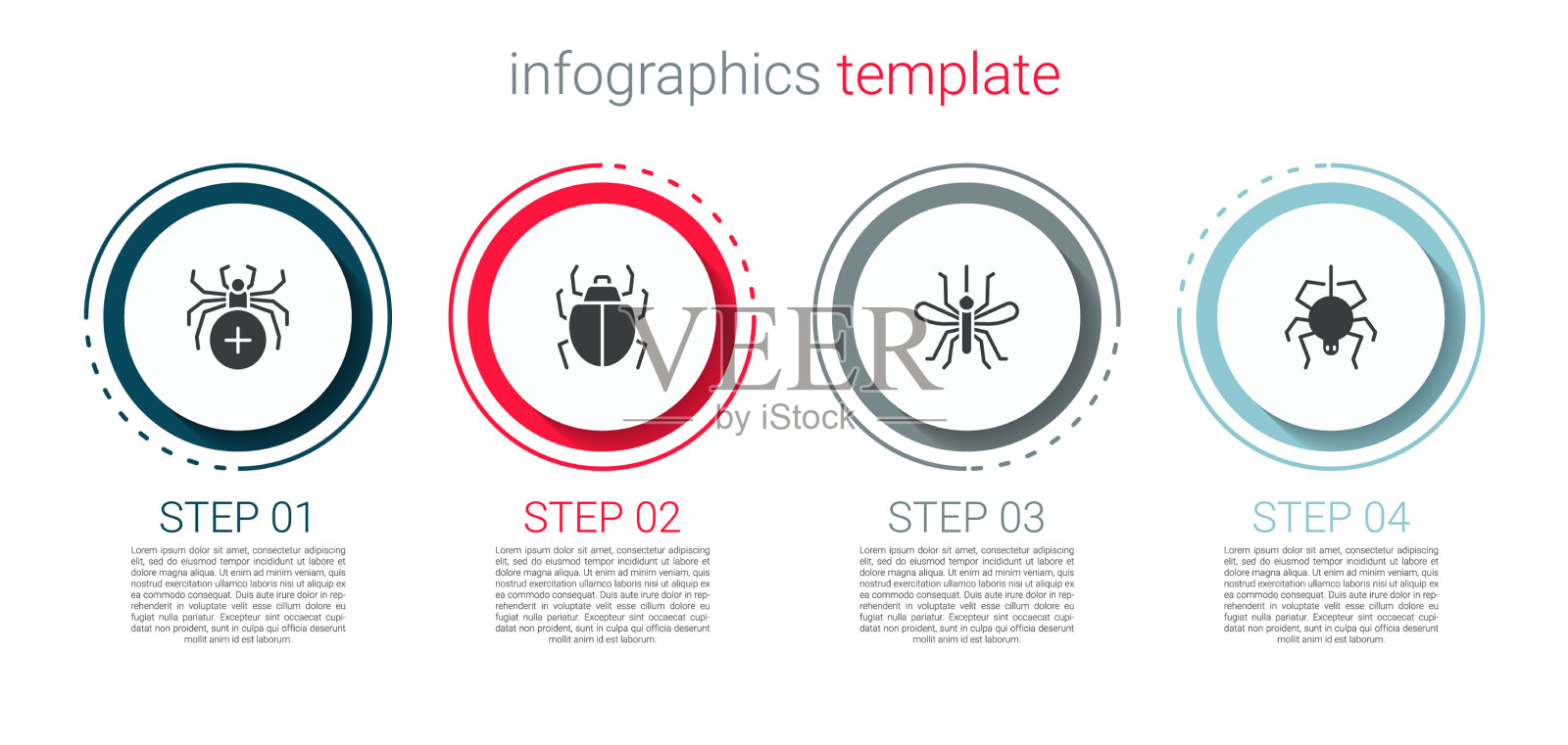 集蜘蛛、螨、蚊与商插画图片素材