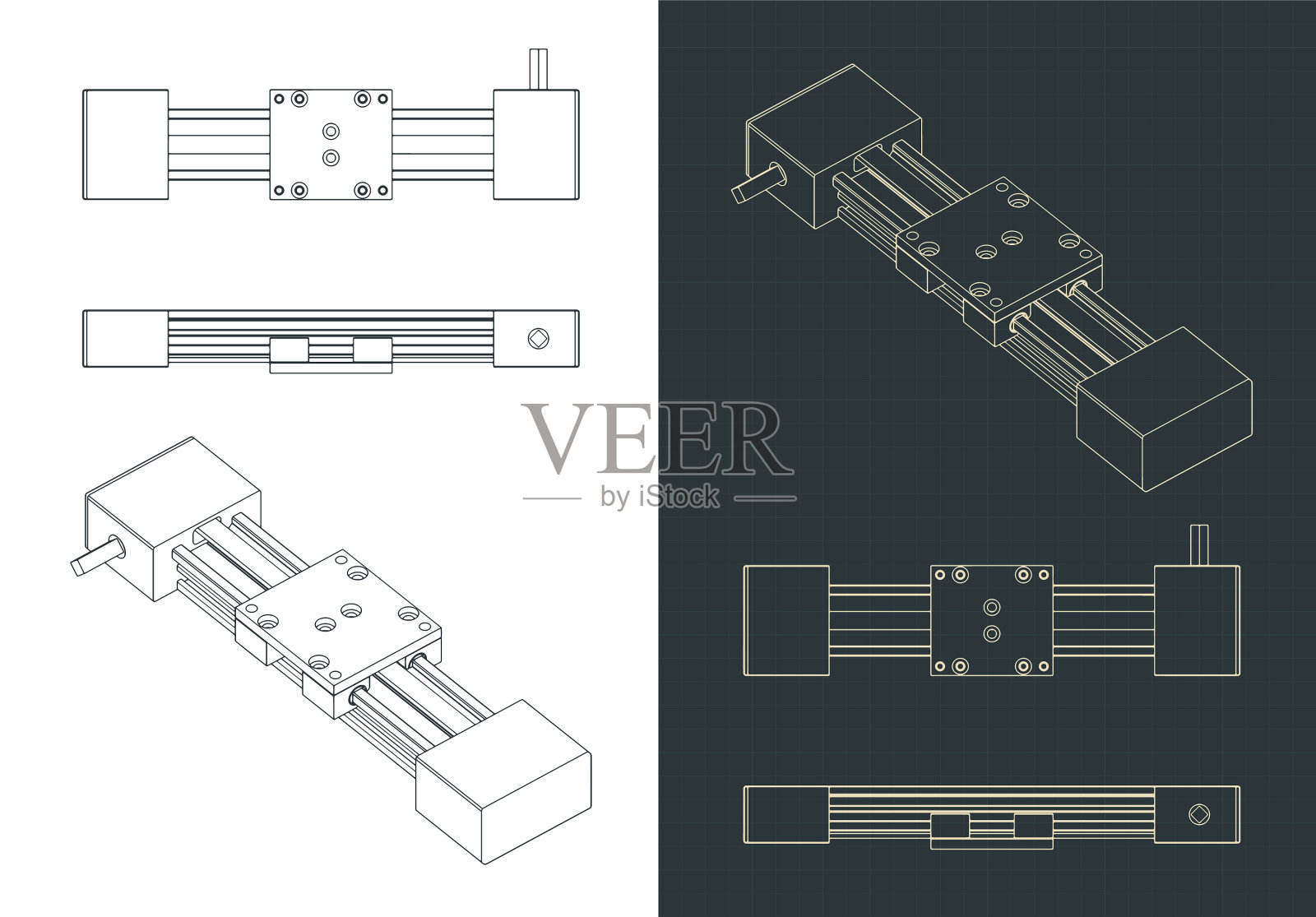 线性致动器图纸插画图片素材