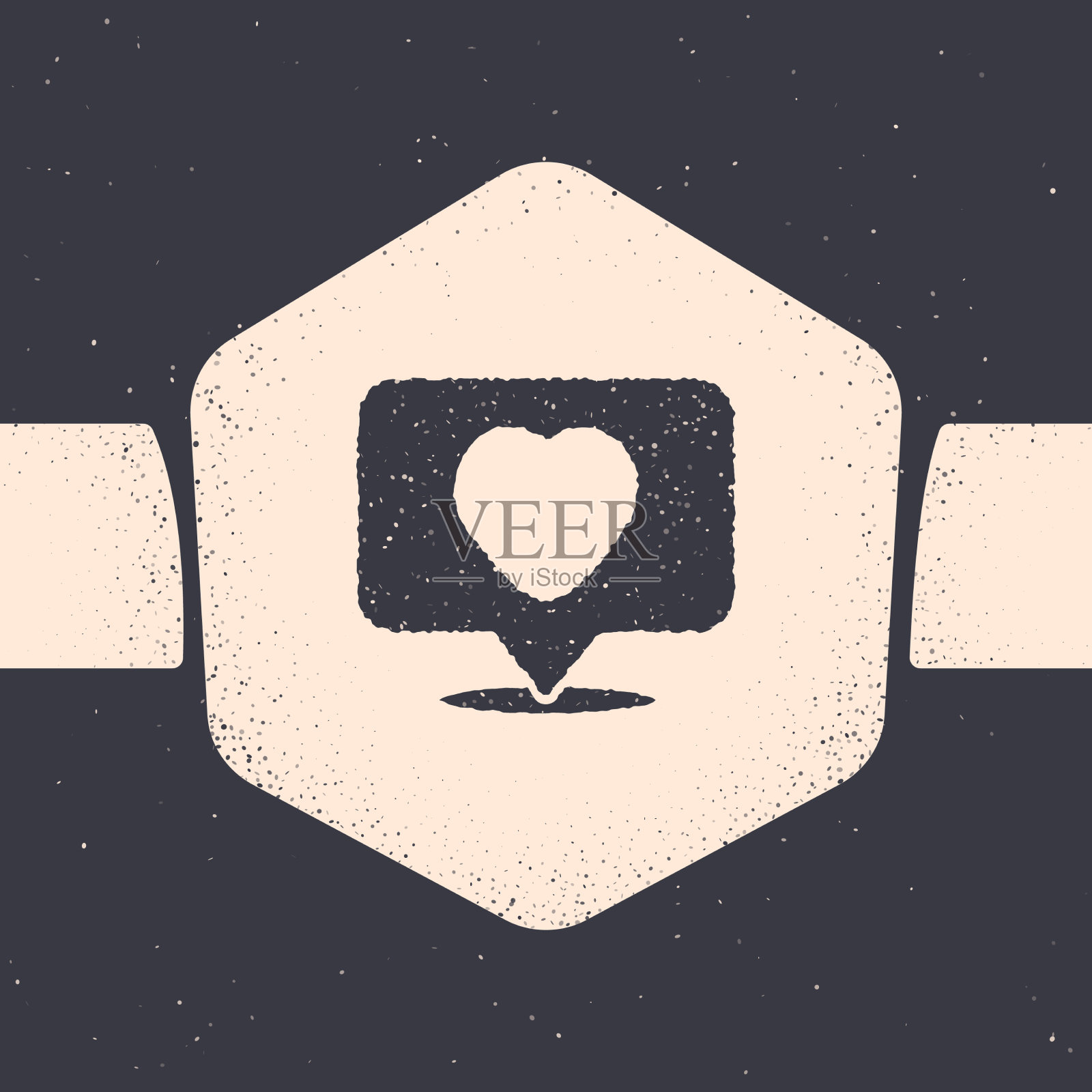 像垃圾摇滚和心脏图标孤立在灰色插画图片素材