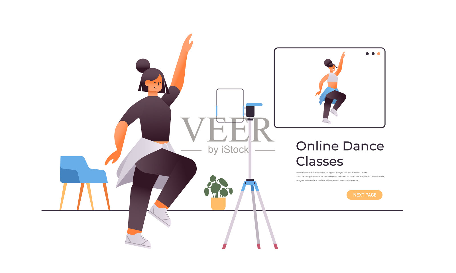 女舞者在做舞蹈练习设计元素图片