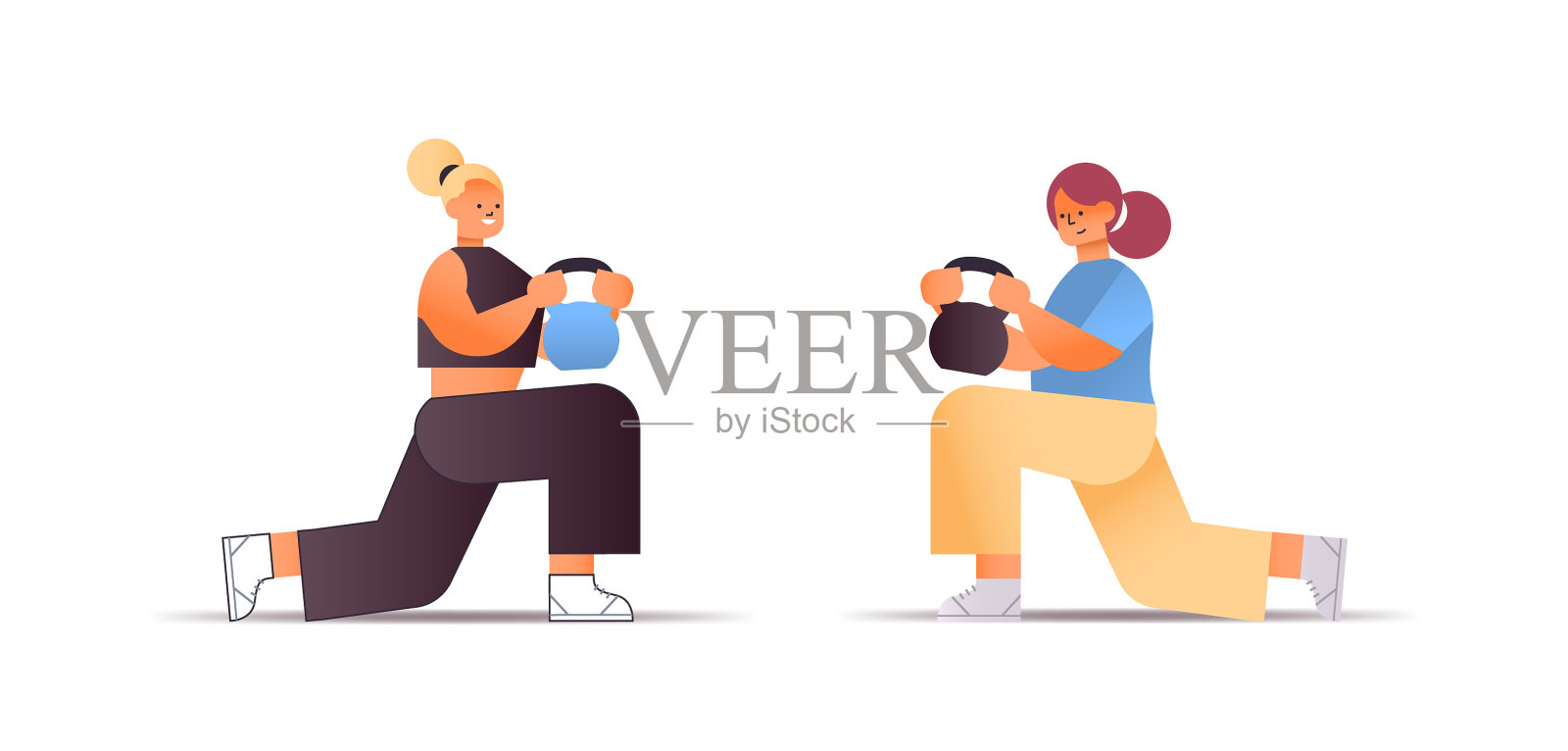 穿着运动服做运动的女人插画图片素材